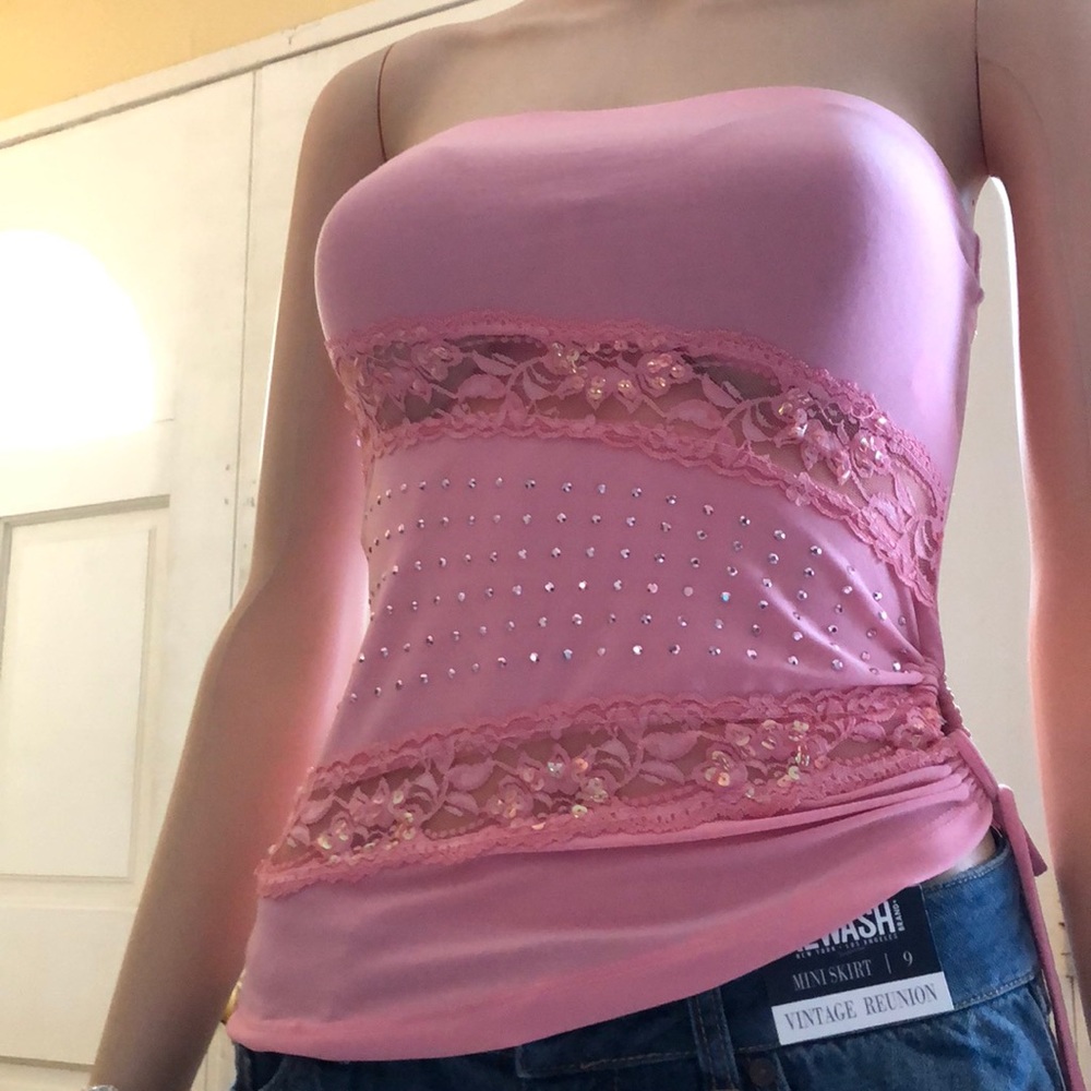 Papaya studded bandeau top